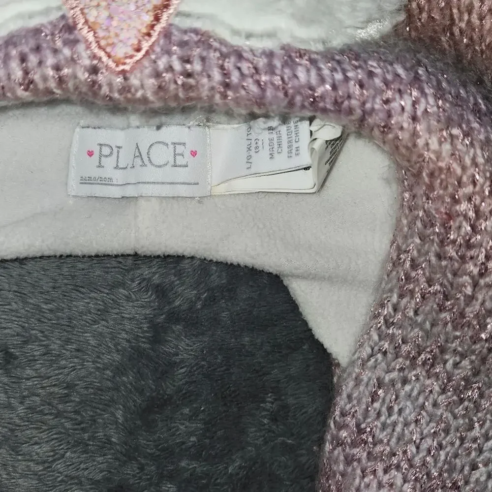 Children’s Place Pink Owl Hat + Scarf Set • L/XL Girls • GUC